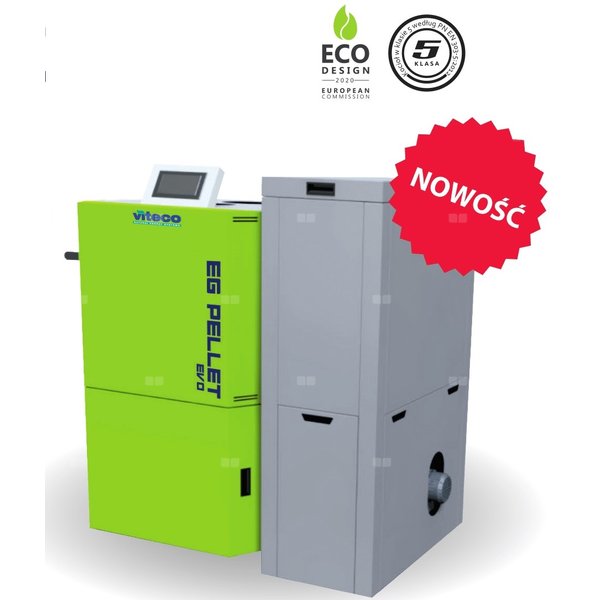 Kocioł na pellet VITECO HEAT EG PELLET EVO PLUS 25 kW z zasobnikiem o pojemności 228 l