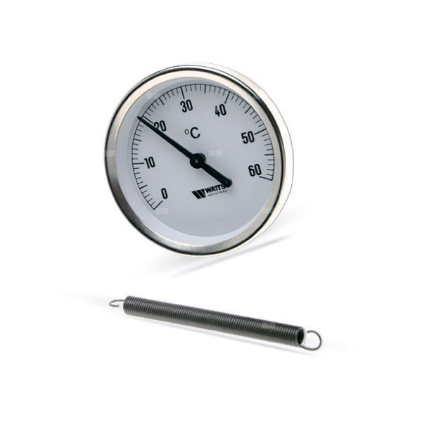 Kontaktowy termometr bimetaliczny. Sprężyna do mocowania na rurę TC-M 63 0-120 st.C WATTS