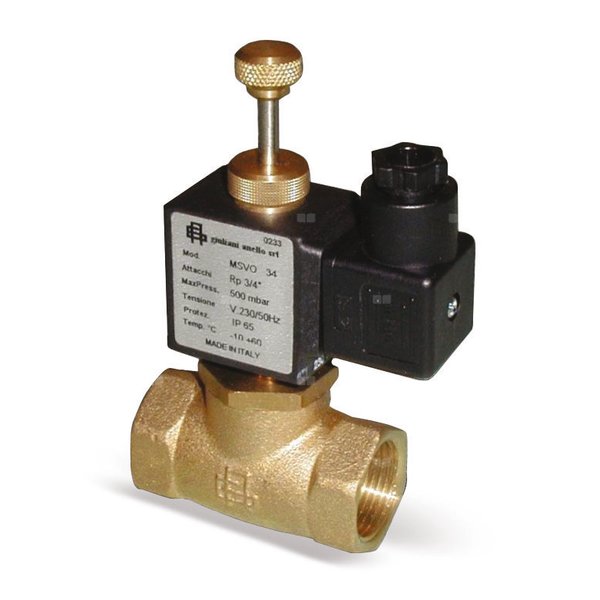 Zawór elektromagnetyczny NC z ręcznym restartem, maks. ciśnienie 0,5 bar, matariał korpusu: mosiądz EVO15 ELETTR.N.C.1/2''OTT.230VAC EVO15 (ERA SU REVIS.DISTINTA)