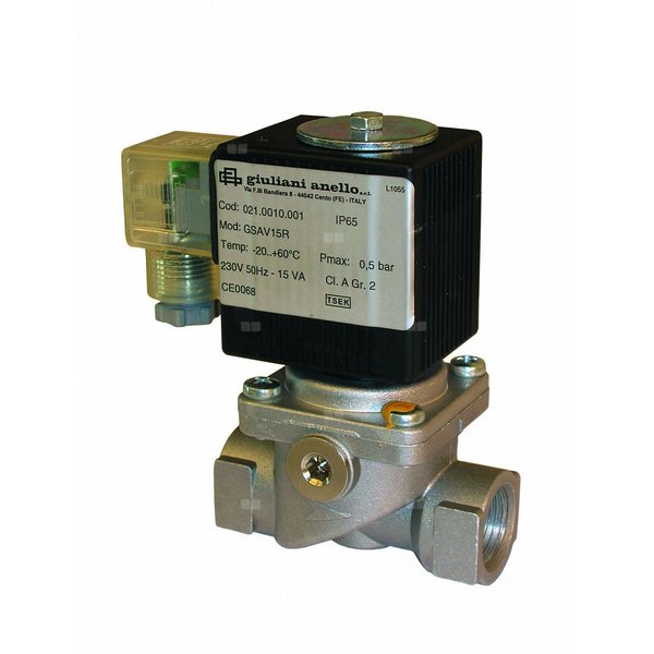Automatyczne zawory elektromagnetyczne ON/OFF gazowe NC (szybkie otwieranie i zamykanie przy nastawionym przepływie) GSAV15R ELETTR.ON-OFF 1/2'' 230VAC