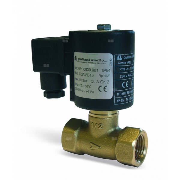Automatyczne zawory elektromagnetyczne ON/OFF gazowe NC (szybkie otwieranie i zamykanie) korpus: mosiądz GSAVO15 ELETTR.N.C.1/2''OTT.230VAC GSAVO15 (ERA SU REVIS.DISTINTA)