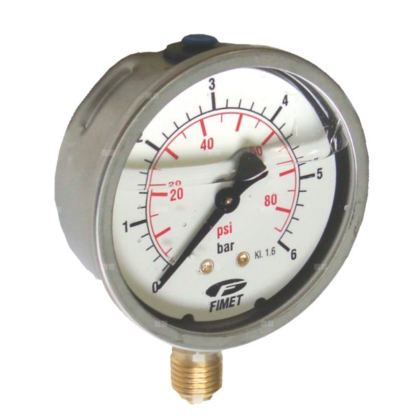 Manometr glicerynowy, radialny, obudowa ze stali nierdzewnej MG1-INOX 100 0-1 G1/2B/D+C+QK+Z0+LF