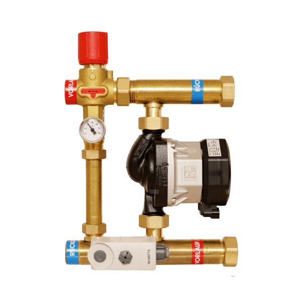 Mieszaczowa grupa pompowa do 15KW, możliwy montaż prawo i lewnostronnie, rozstaw 210(212)mm 1'' bez pompy (130mm) ISOTHERM 30-50 w/o pump