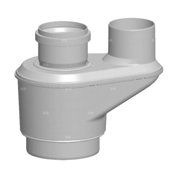 Adapter przyłączeniowy DN80 x 80 x 125, do wyprowadzenia spalin do przewodu spalinowego do szachtu oraz doprowadzenia powietrza do spalania przez ścianę zew., do 120 st.C