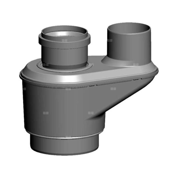 Adapter przyłączeniowy DN110/160 na 2 x DN110, do wyprowadzenia spalin do przewodu spalinowego do szachtu oraz doprowadzenia powietrza do spalania przez ścianę zewnętrzną, do 120 st.C
